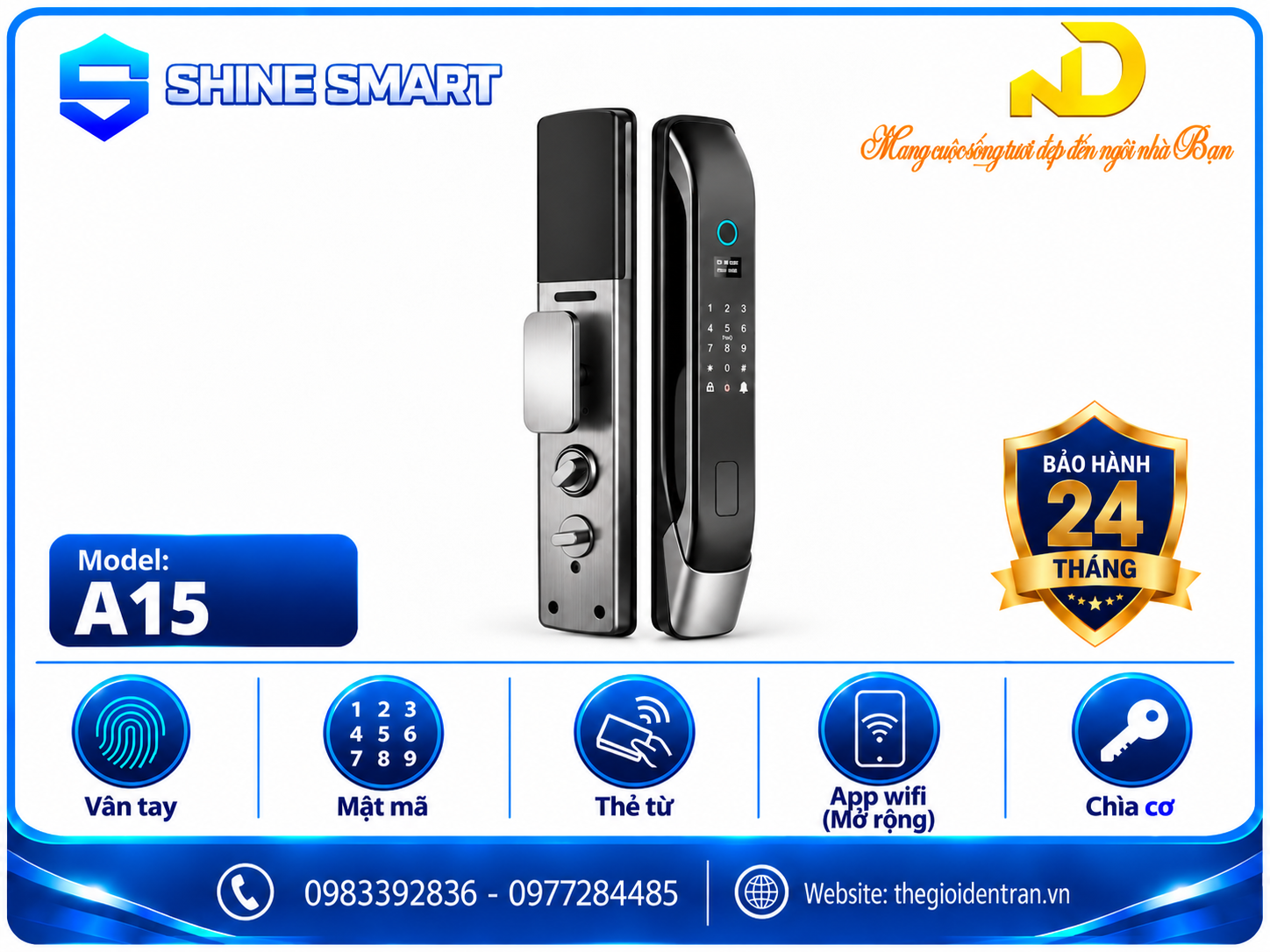 Khóa cửa thông minh Shinesmart A15